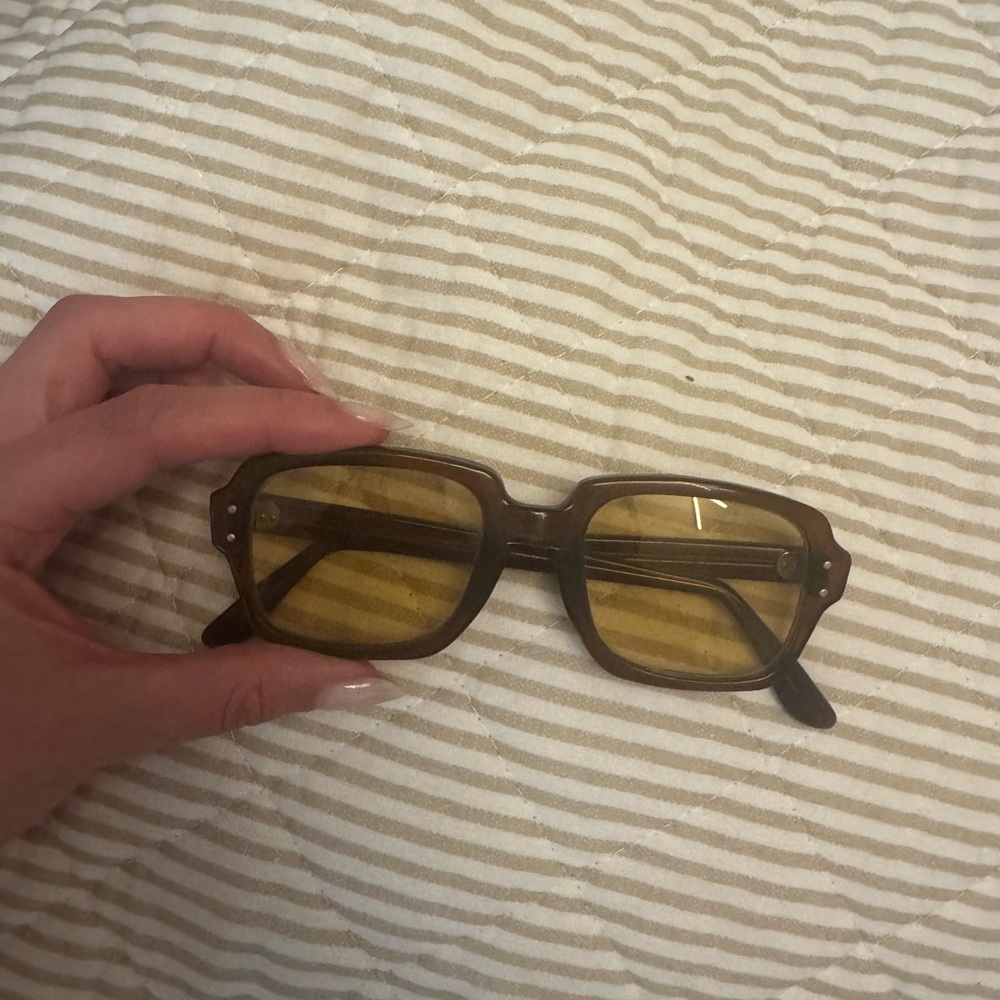 Vintage Brown Sunglasses with Yellow Lens